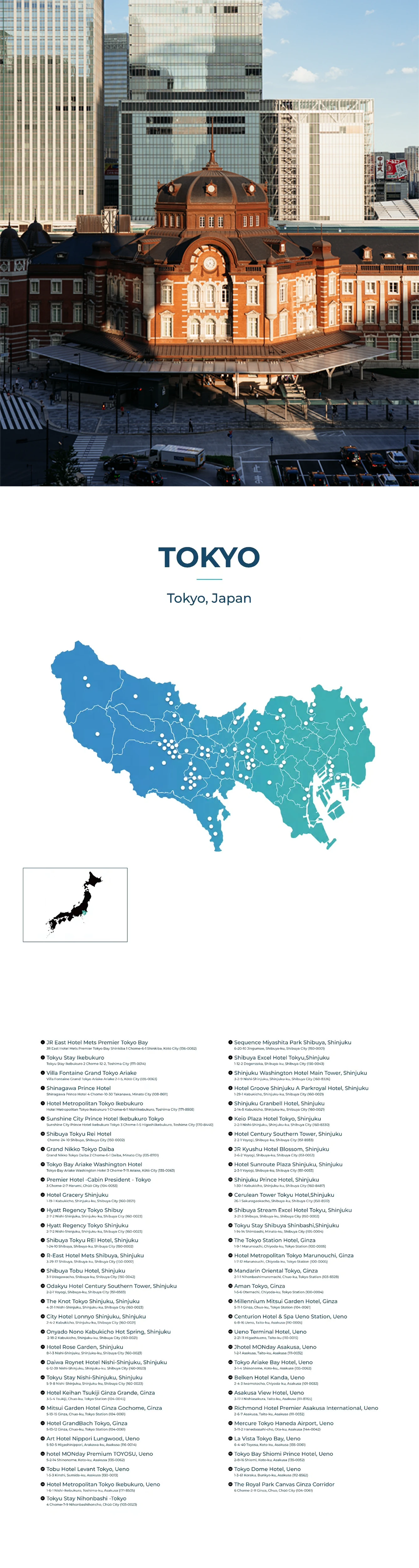Tokyo STAY SHOP 입점 호텔 안내